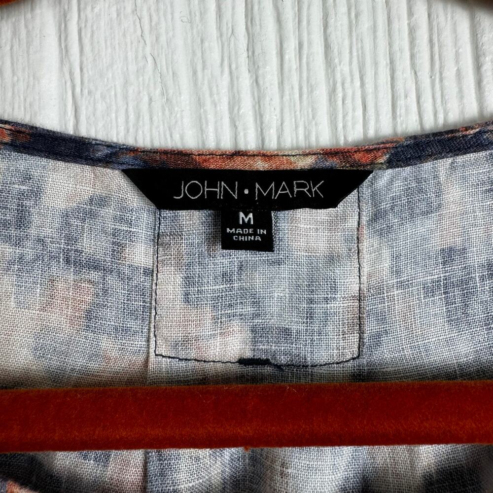 John Mark Multicolor Abstract Cold Shoulder Top 3/4 Sleeve Size Medium Artsy - Picture 5 of 8